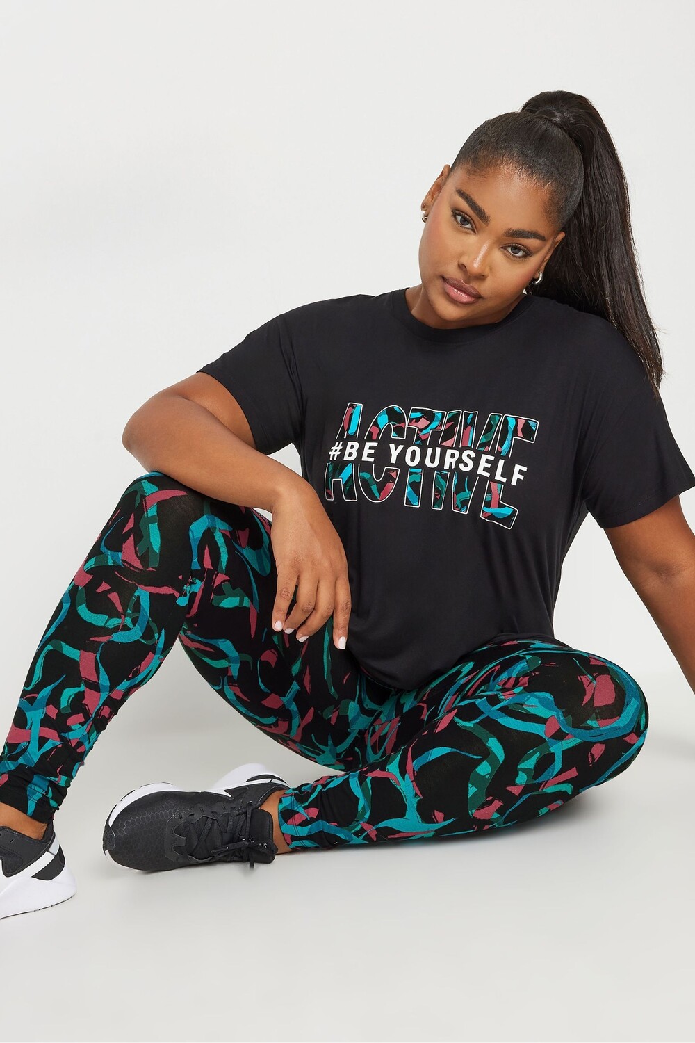 Леггинсы с принтом Swirl Active Yours Curve, черный